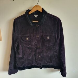 J. Jill Blazer Coat Corduroy Velvet Black Pockets MP Medium Petite